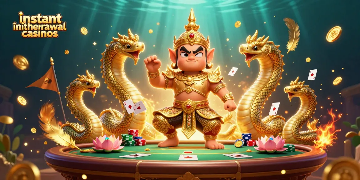 Engage in instant withdrawal casinos with vibrant characters enjoying fast payouts and dynamic gaming elements.
